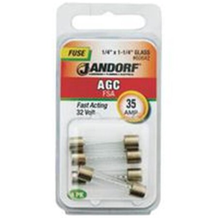 Jandorf Glass Fuse, AGC Series, Fast-Acting, 35A, 32V AC 3398005